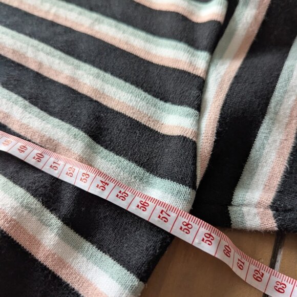 LE31 Black, White, Mint & Pink Striped Crewneck Sweater – Size M - Picture 3 of 4